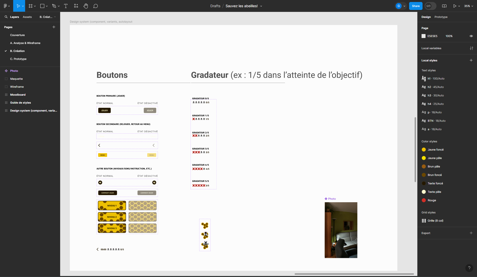 Design system du projet