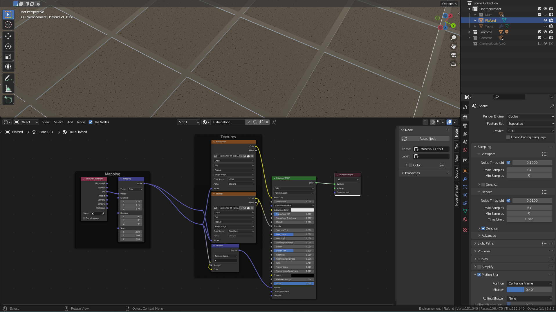 Matériel des tuiles du plafond