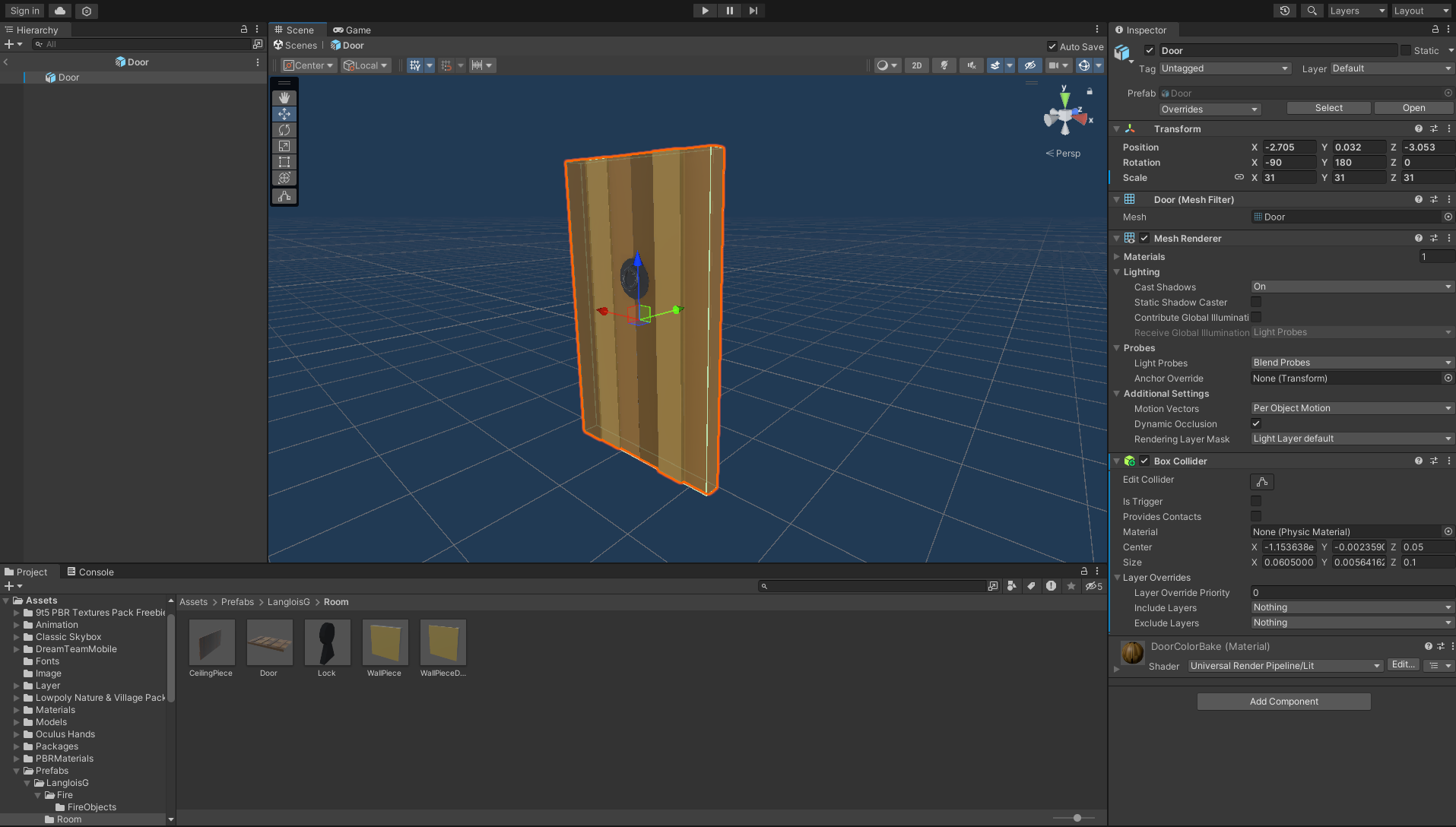 Image de la porte modélisée dans Blender