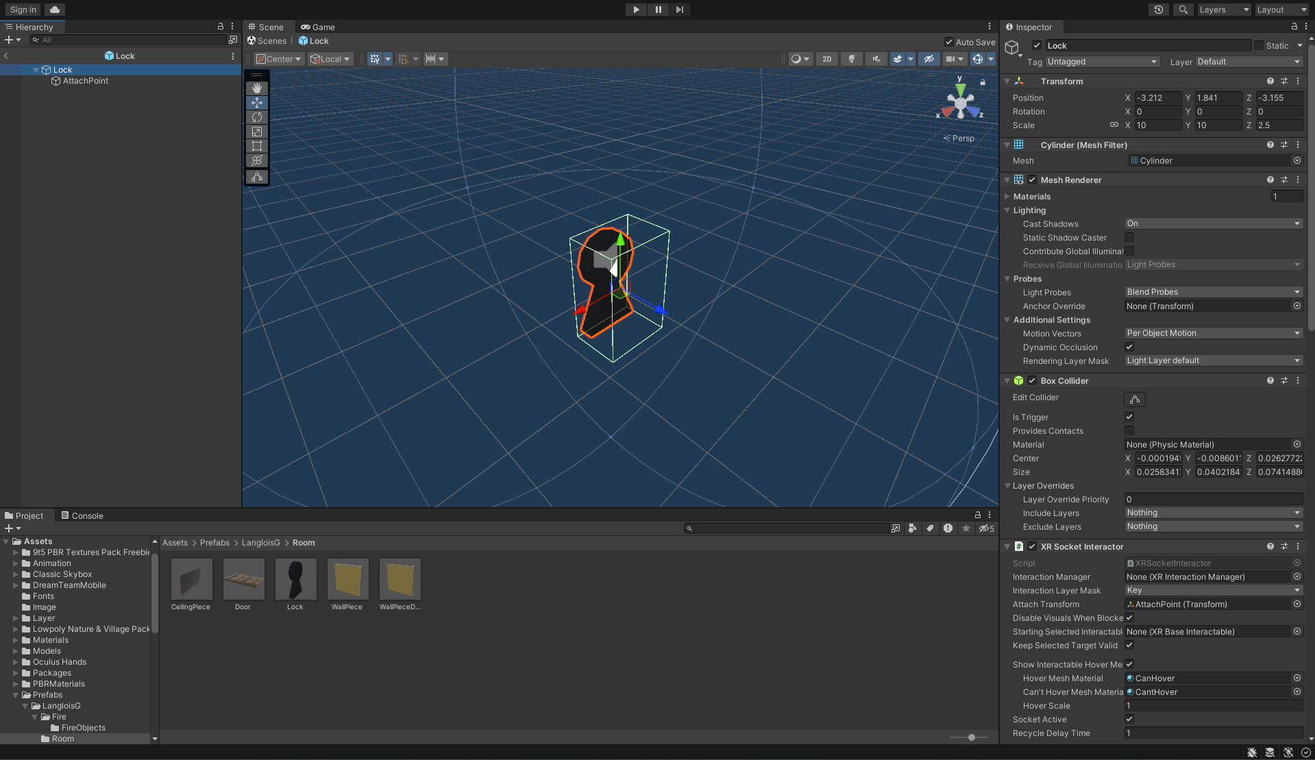 Image d'une serrure modélisée dans Blender
