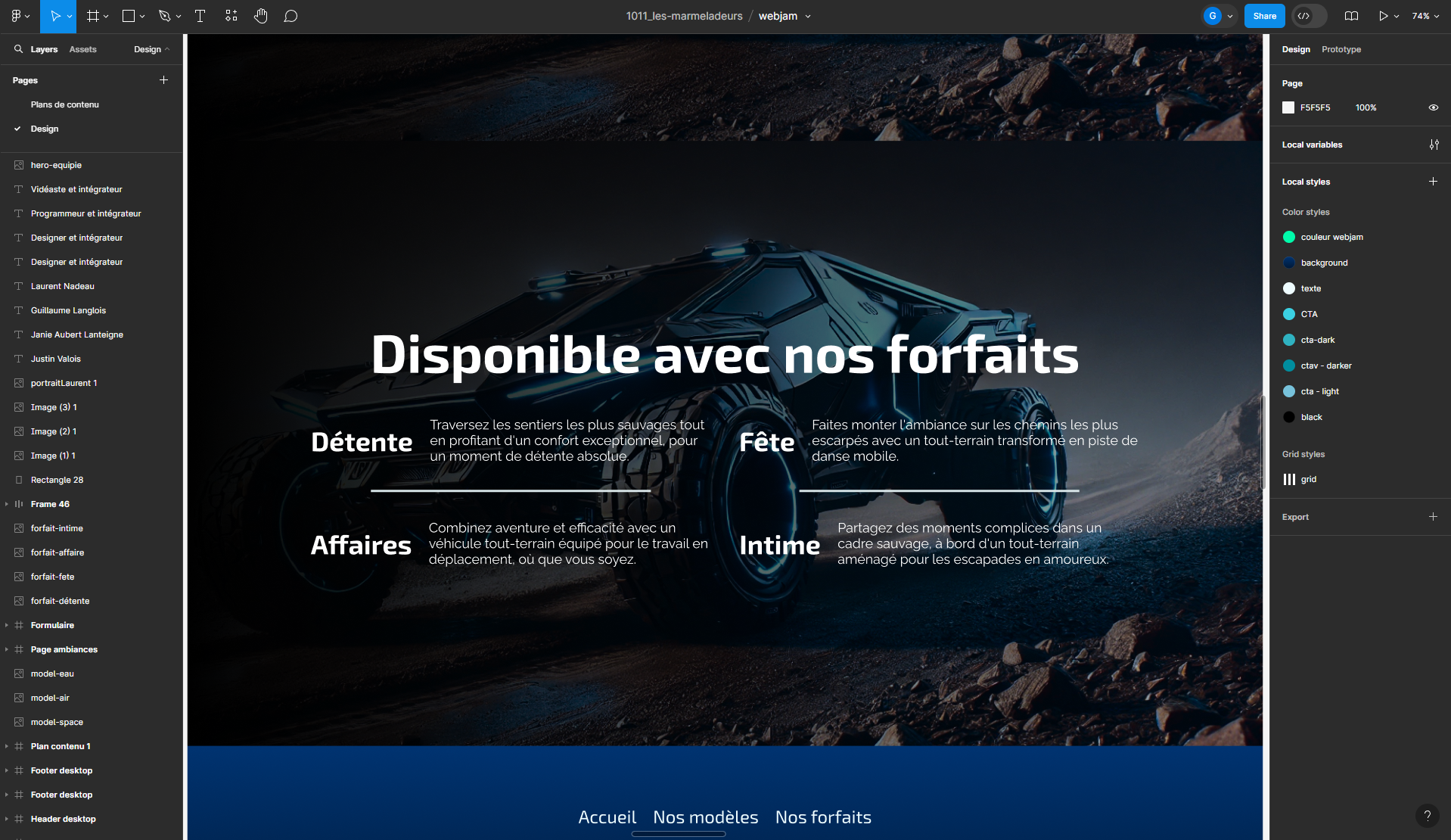 Design de la section « Disponible avec nos forfaits » en desktop