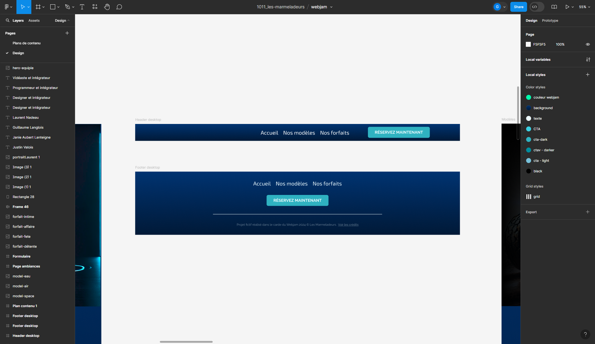 Design du header et footer en desktop